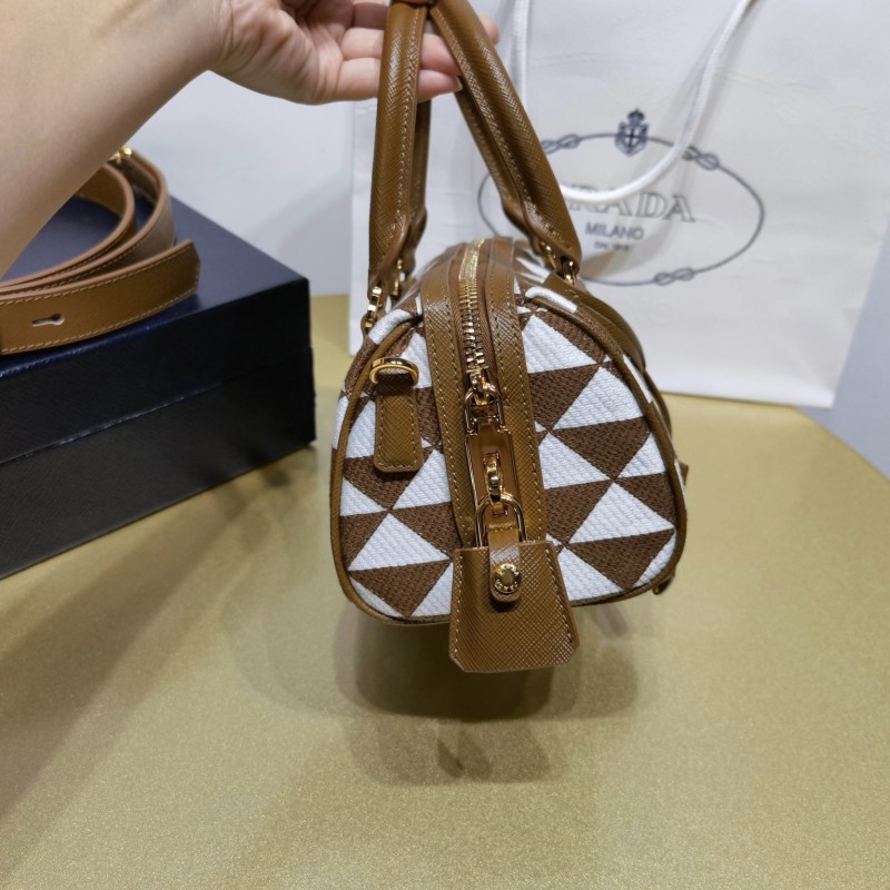 Prada 刺绣织物手袋袋波士顿包