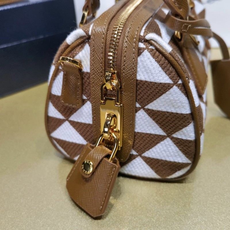 Prada 刺绣织物手袋袋波士顿包