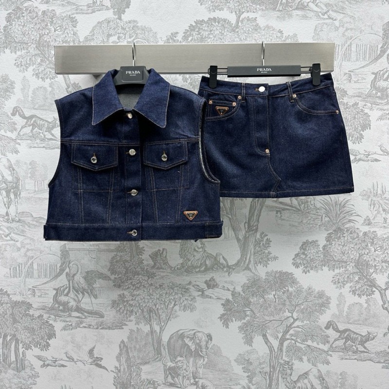 Prada Denim Vest & Skirts
