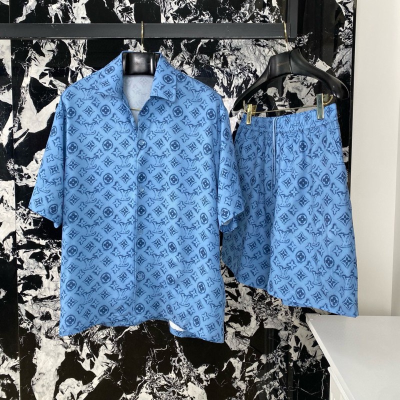 LV Unisex Silk Shirt & Shorts Set