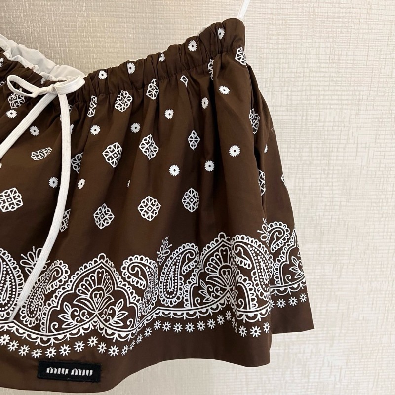 Miumiu Halther Neck Shirt & Skirts Set