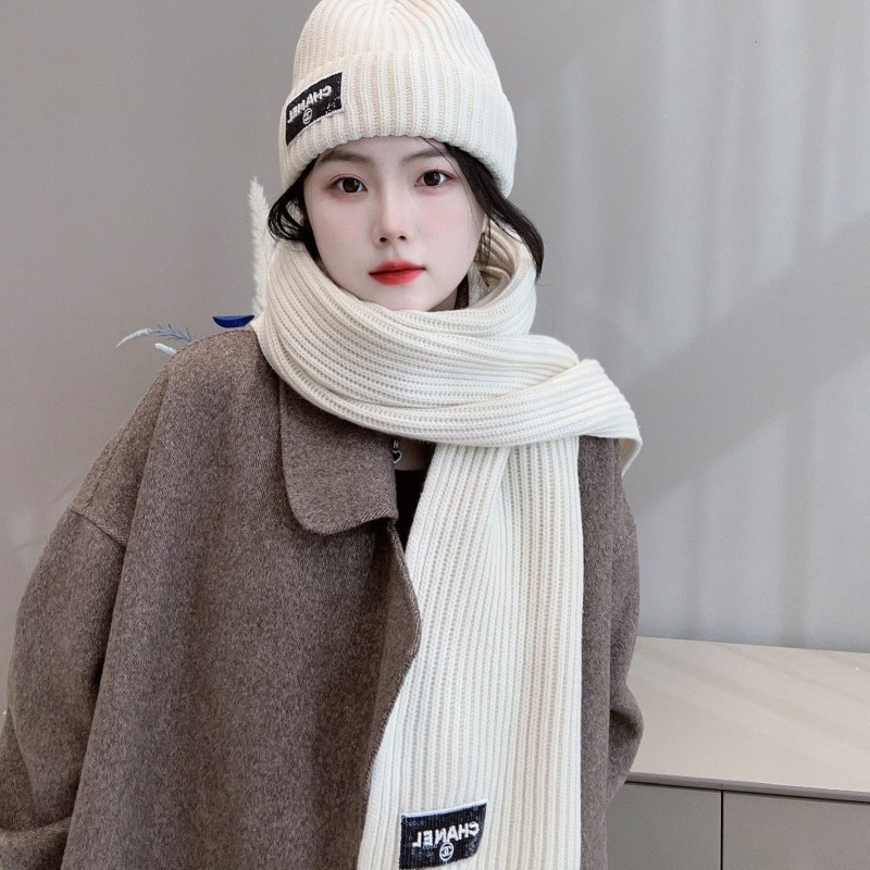 Chanel Long Scarf & Bennie Hat