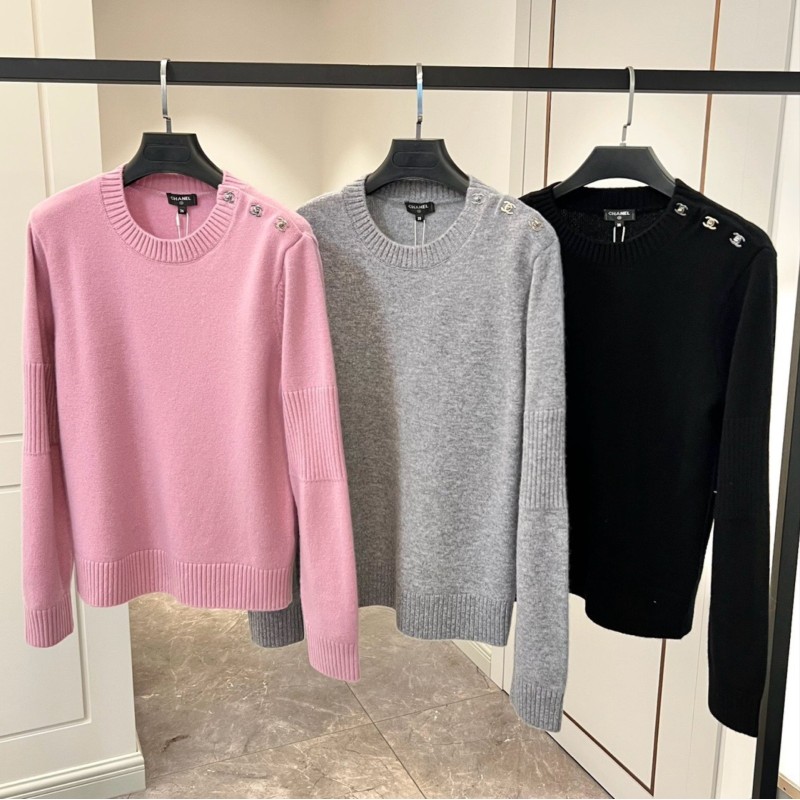 Chanel Cashmere Shoulder Buckle Sweater