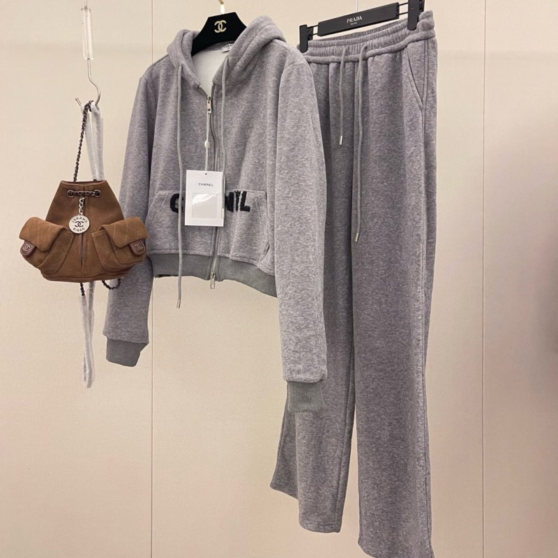 Chanel Zipper Sweater & Sweatpants Set
