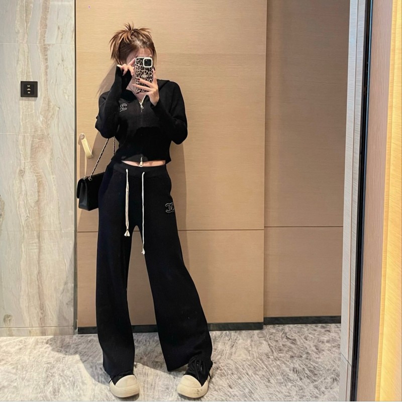 Chanel Zipper Sweater & Sweatpants Set