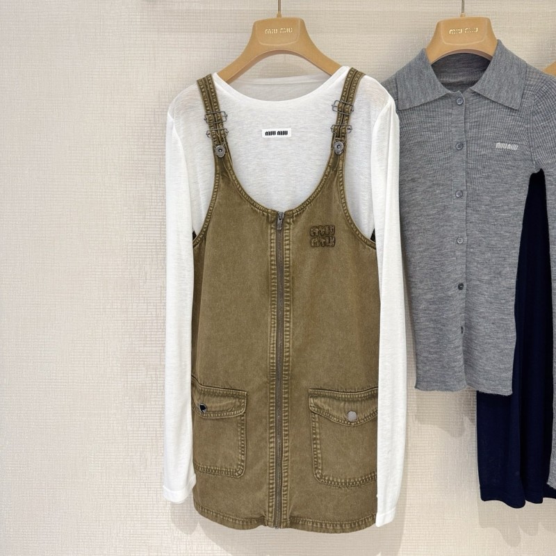 MiuMiu Denim Strap Skirt 