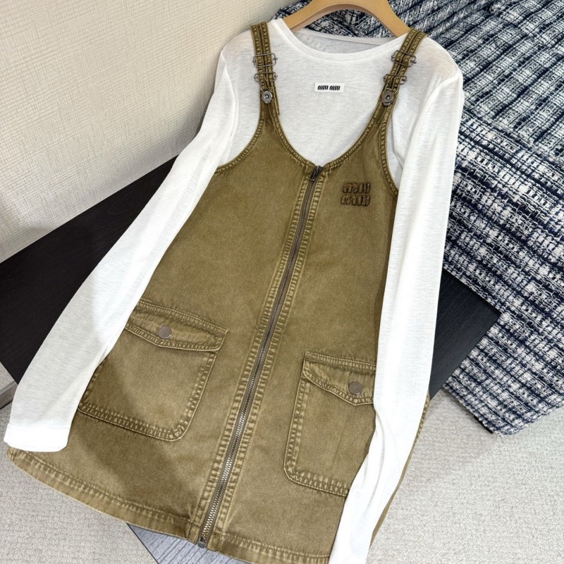 MiuMiu Denim Strap Skirt 