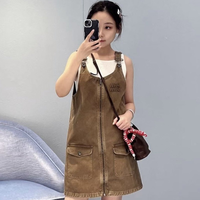 MiuMiu Denim Strap Skirt 