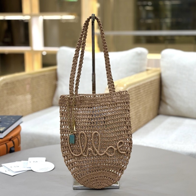 Chloe拉菲草皮革托特包