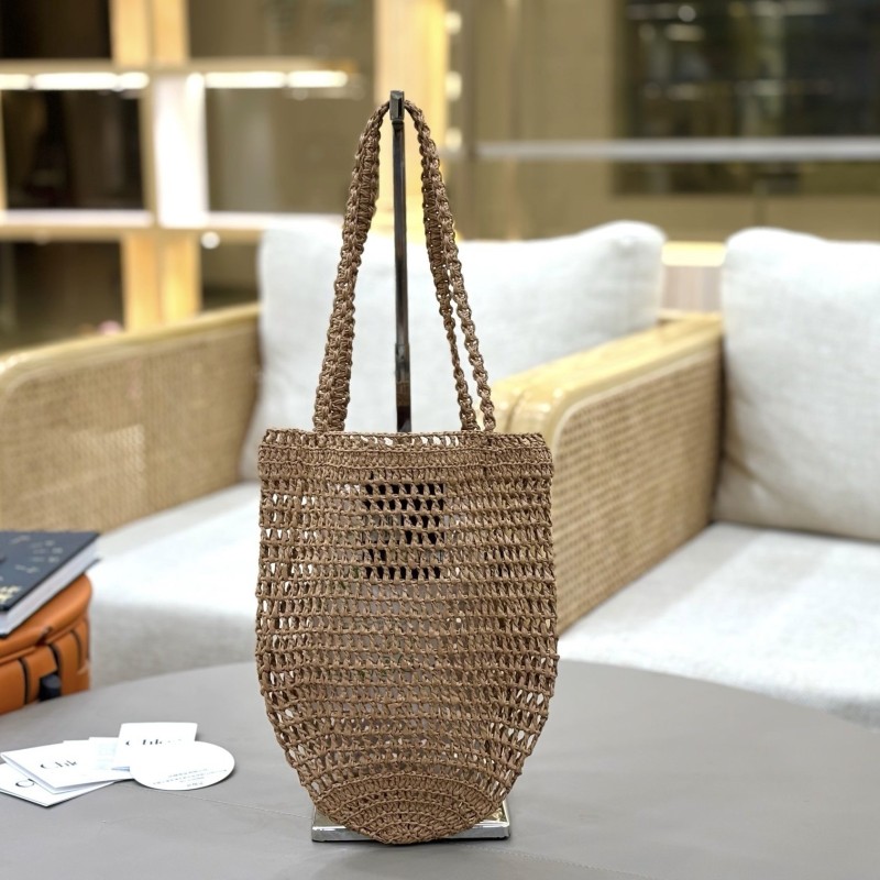 Chloe拉菲草皮革托特包