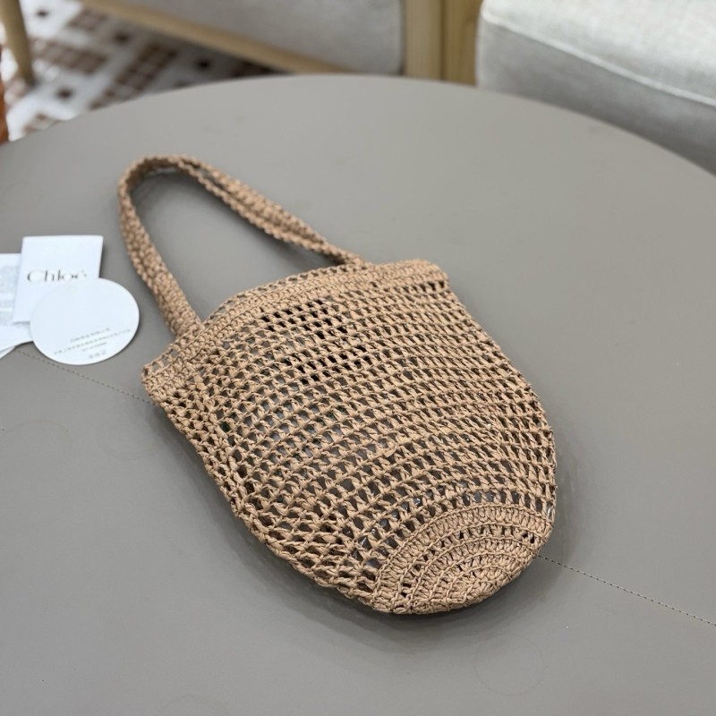 Chloe拉菲草皮革托特包