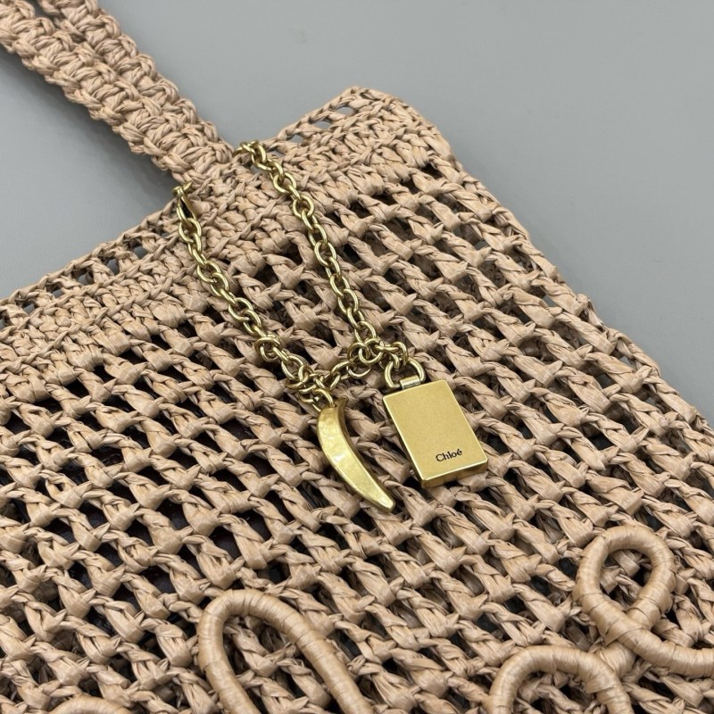 Chloe拉菲草皮革托特包