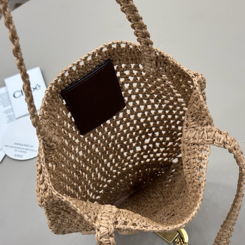 Chloe拉菲草皮革托特包