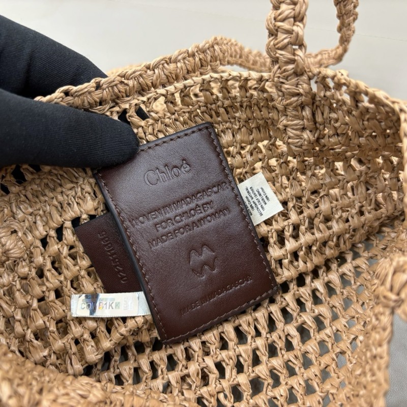 Chloe拉菲草皮革托特包