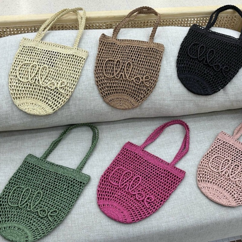 Chloe拉菲草皮革托特包